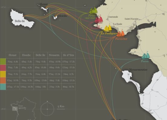 Carte des flux de plaisanciers entre les ports de Loire Atlantique et les îles voisines - Guillaume Sciaux - Cartographe professionnel