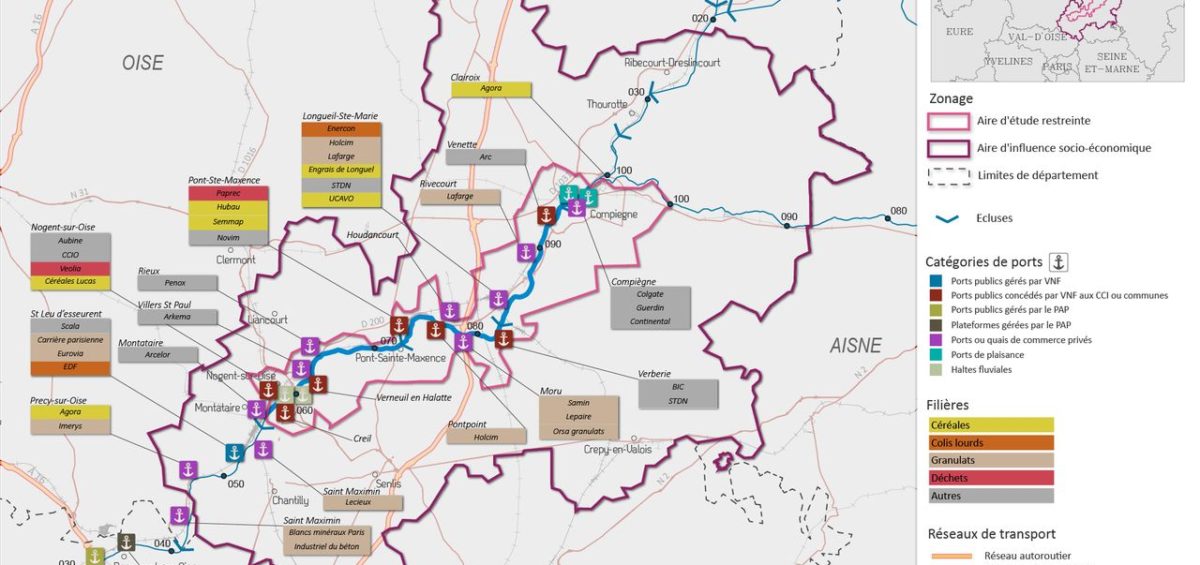 Carte des fillières industrielles présentes dans les ports sur le périmètre MAGEO - Guillaume Sciaux - Cartographe professionnel