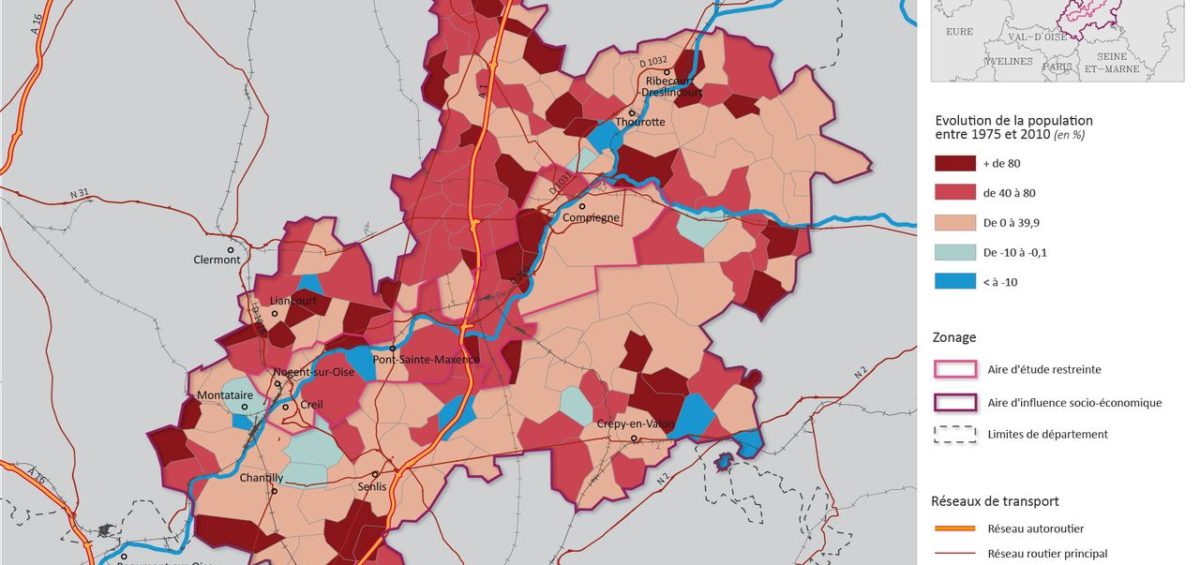 Evolution de la population entre 1975 et 2010 dans le périmètre du projet MAGEO - Guillaume Sciaux - Cartographe professionnel