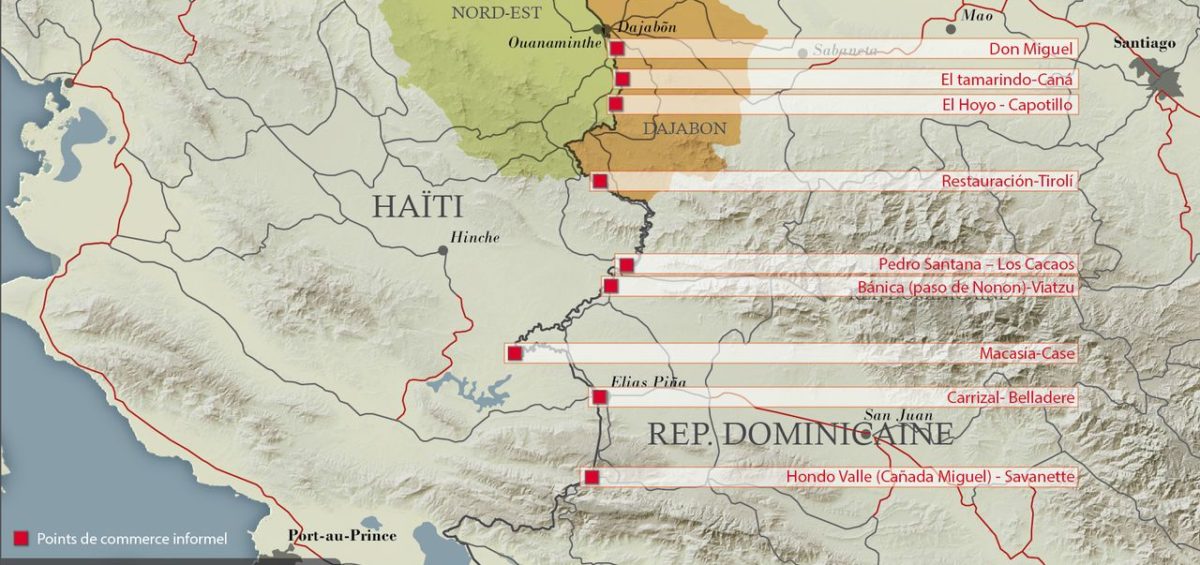 Points de commerce informel entre Haiti et la République Dominicaine - Guillaume Sciaux - Cartographe professionnel