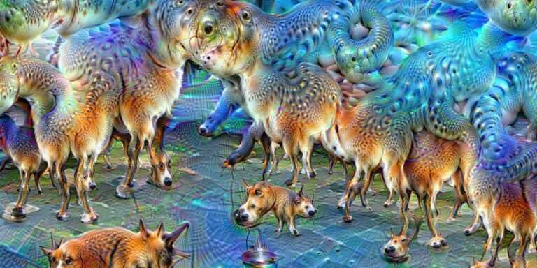 Image transformée progressivement par 50 itérations de l'algorithme DeepDream