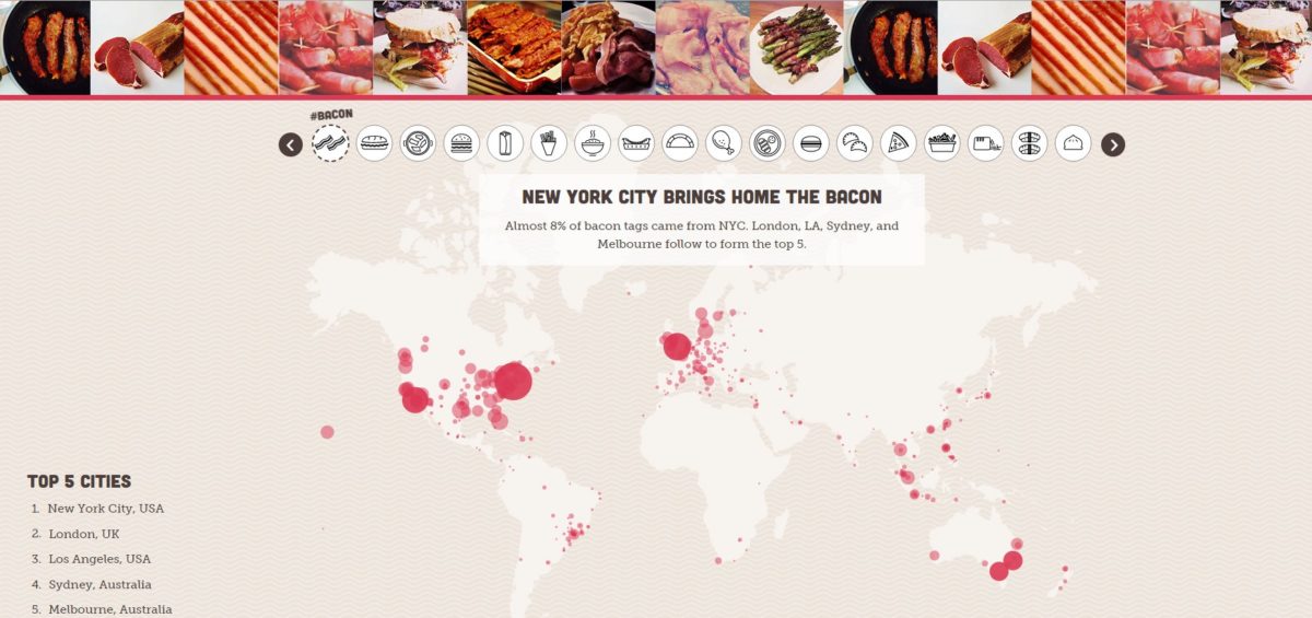 Une carte interactive des spécialités culinaires des grandes villes du