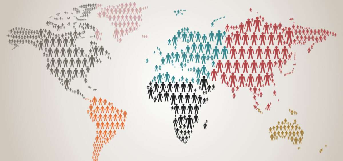 Illustration vectorielle représentant des personnes, en bandeau de l'article sur l'évolution de la population urbaine mondiale