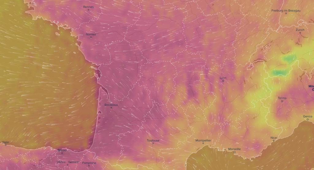 Ventusky - Carte météorologique - chaleur ouest France