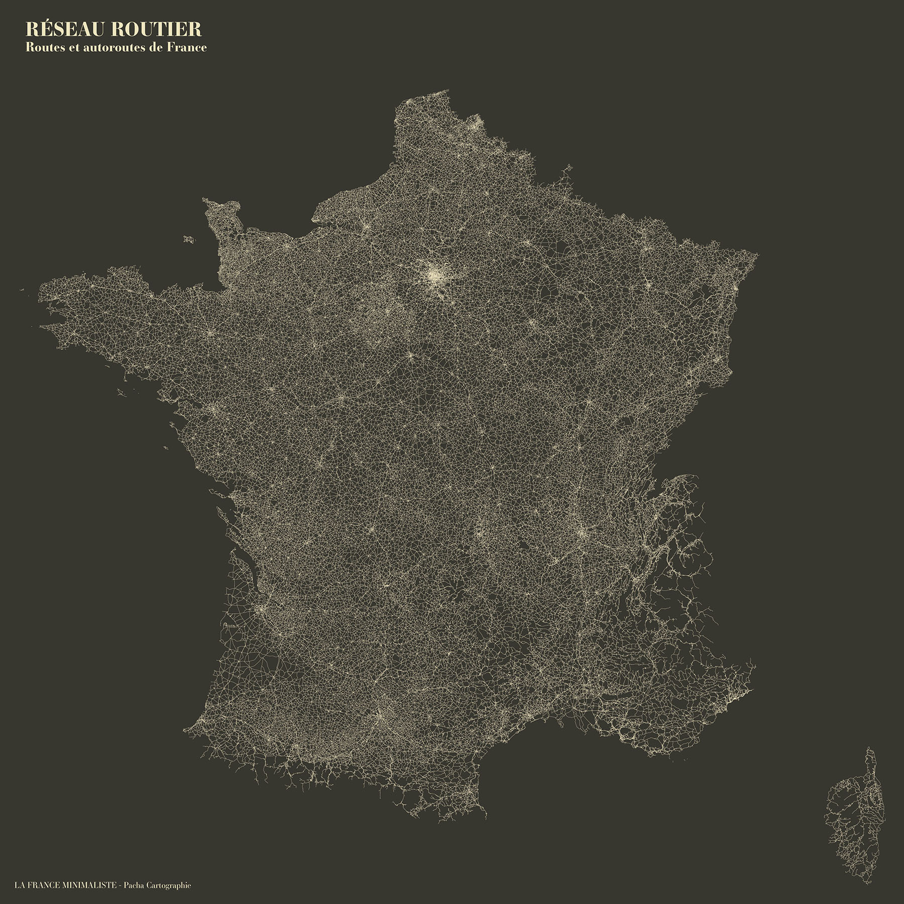 La France minimaliste - Routes - Guillaume Sciaux - Cartographe professionnel