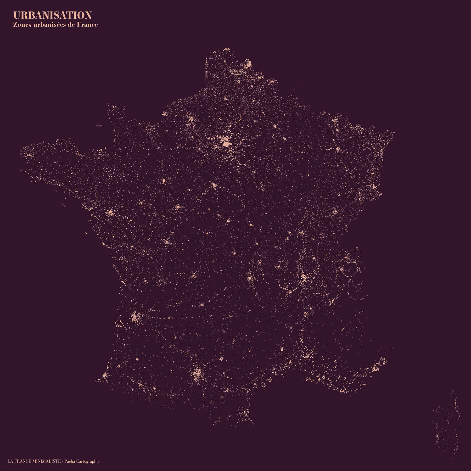 La France minimaliste - Urbanisation - Guillaume Sciaux - Cartographe professionnel