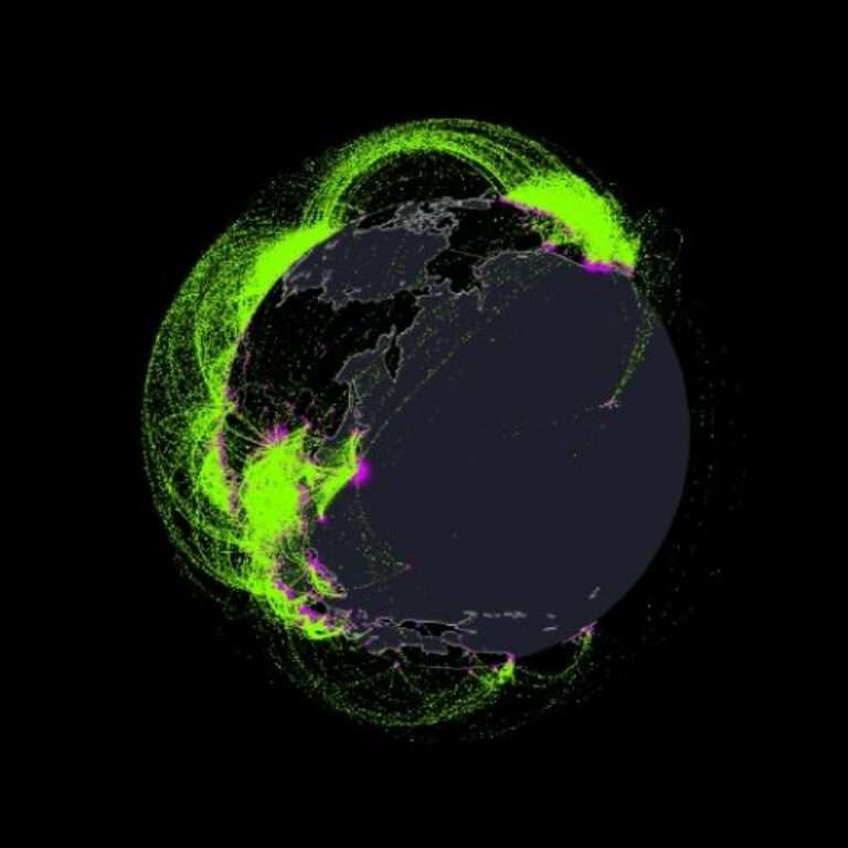 Carte du trafic aérien mondial