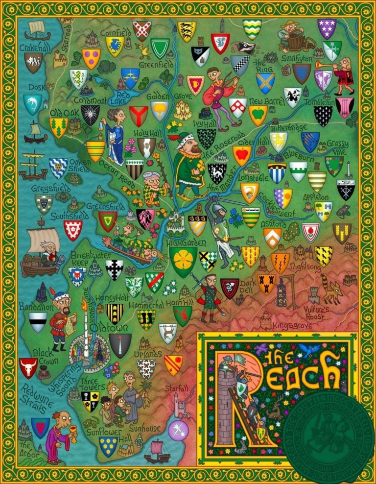 Le bief, dirigé par la maison Tyrell depuis la place forte de Haut Jardin Pacha cartographie