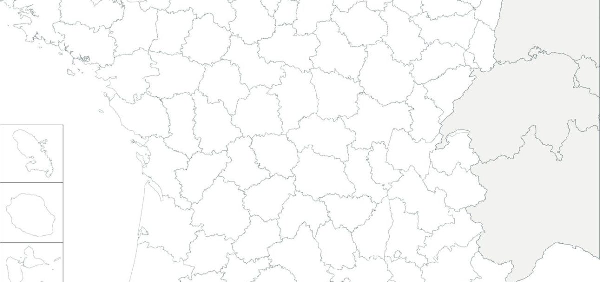 Fond de carte France - Régions et départements - Guillaume Sciaux - Cartographe professionnel