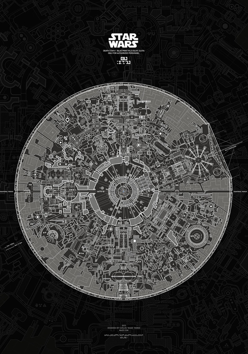 Star Wars un plan précis de l’étoile de la mort Pacha cartographie