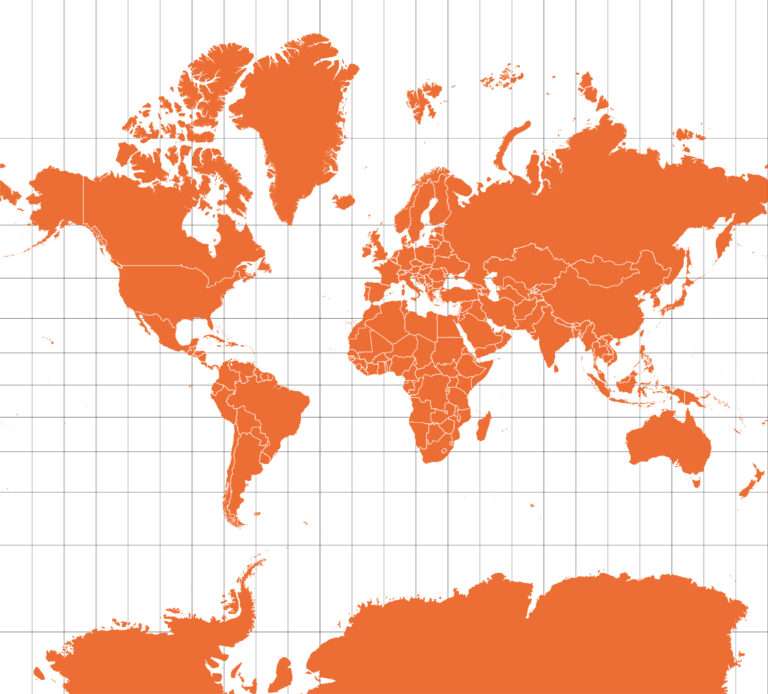 Planisphère en projection de Mercator — carte réalisée par Guillaume Sciaux