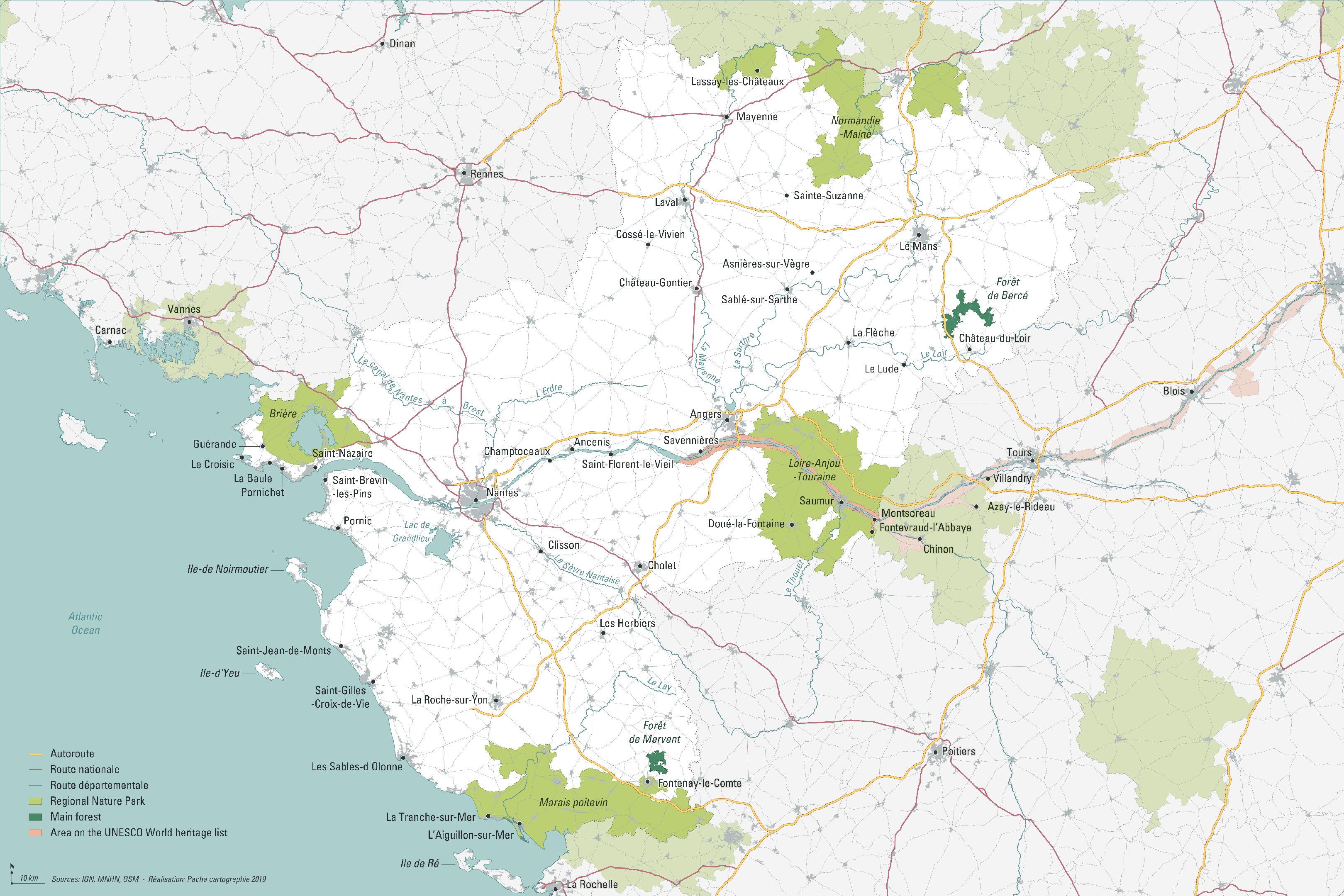 Carte de la région Pays de Loire, pour la Société Publique Régionale