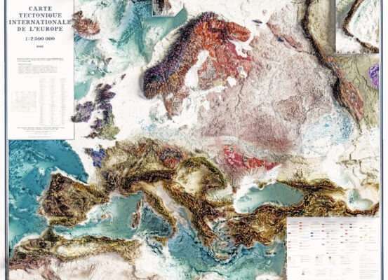 Carte techtonique internationale de l'Europe - Mise en relief - Projet personnel