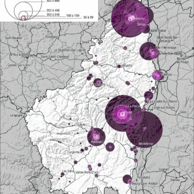 Carte des effectifs salariés d'Ardèche