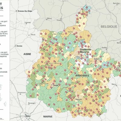 Carte de la répartition de la population de département des Ardennes