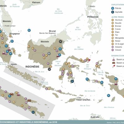 Carte des principaux bassins économiques et industriels d'Indonésie