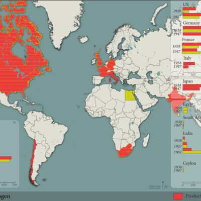 Carte de la production mondiale de nitratres