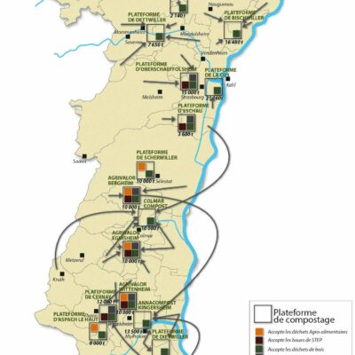 Carte des plateformes de compostage sur le territoire de l'ORTAL