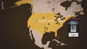 Carte exemple montrant les États-unis extraite d'un épisode de l'émission Le Dessous des Cartes d'Arte