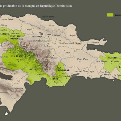 Carte des zones de production de la mangue en République Dominicaine