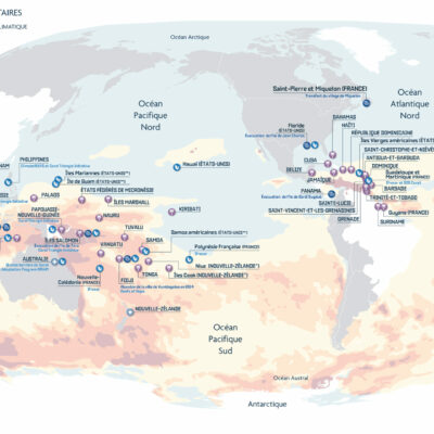 Carte 20 - Adaptation au changement climatique - Planisphere V6 Les dynamiques d'adaptation aux enjeux planétaires - Atlas 3 océans