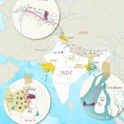 Élections indiennes - GEO N°547 Carte des zones de vote en Inde- GEO N°547
