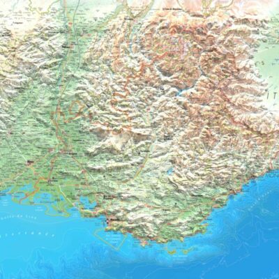 Carte en relief de la région Provence-Alpes-Côte d'Azur Carte en relief de la région Provence-Alpes-Côte d'Azur