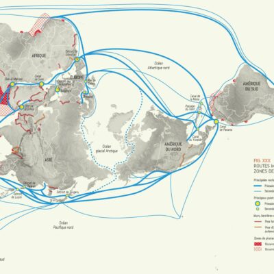 REF155 - Routes maritimes Routes maritimes, zones de piraterie et murs - Atlas des futurs du monde 2038